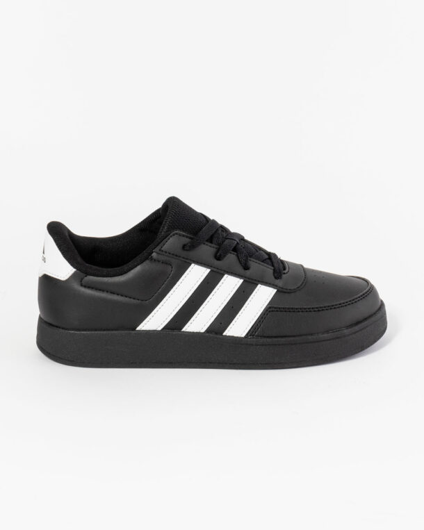 Adidas Children's sneaker black white stripes side profile