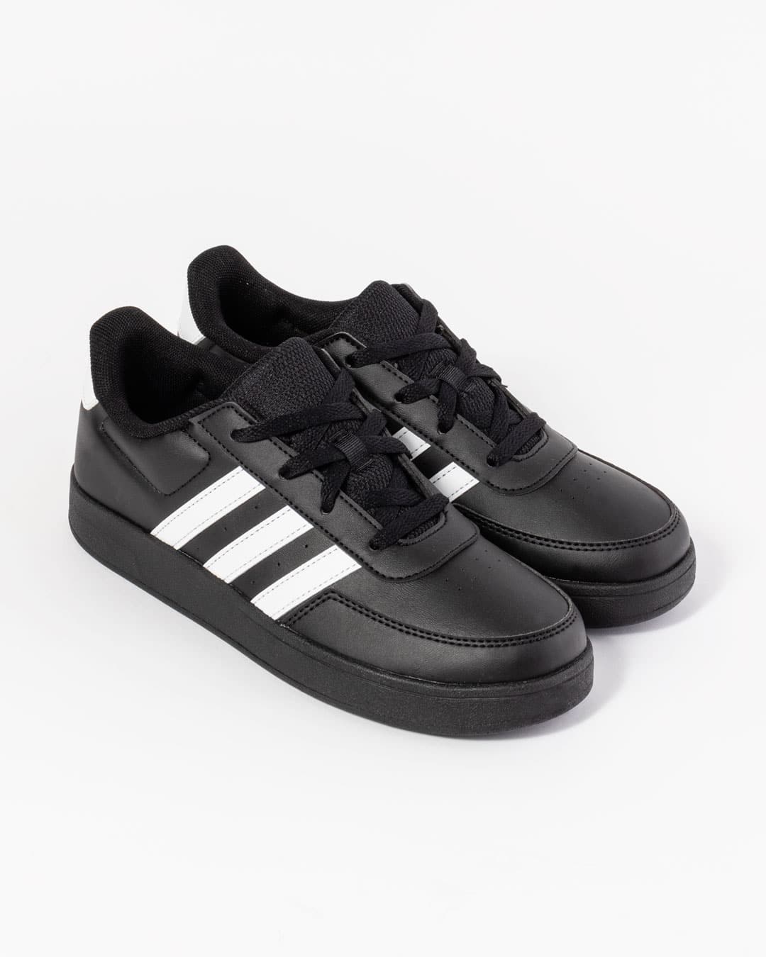 Adidas Children's sneakers black white stripes side shot