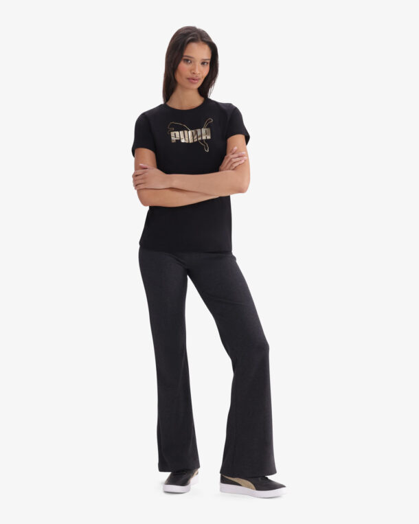Puma L Ess Logo Lab Metallic Tee  695309 01 Black/Silver